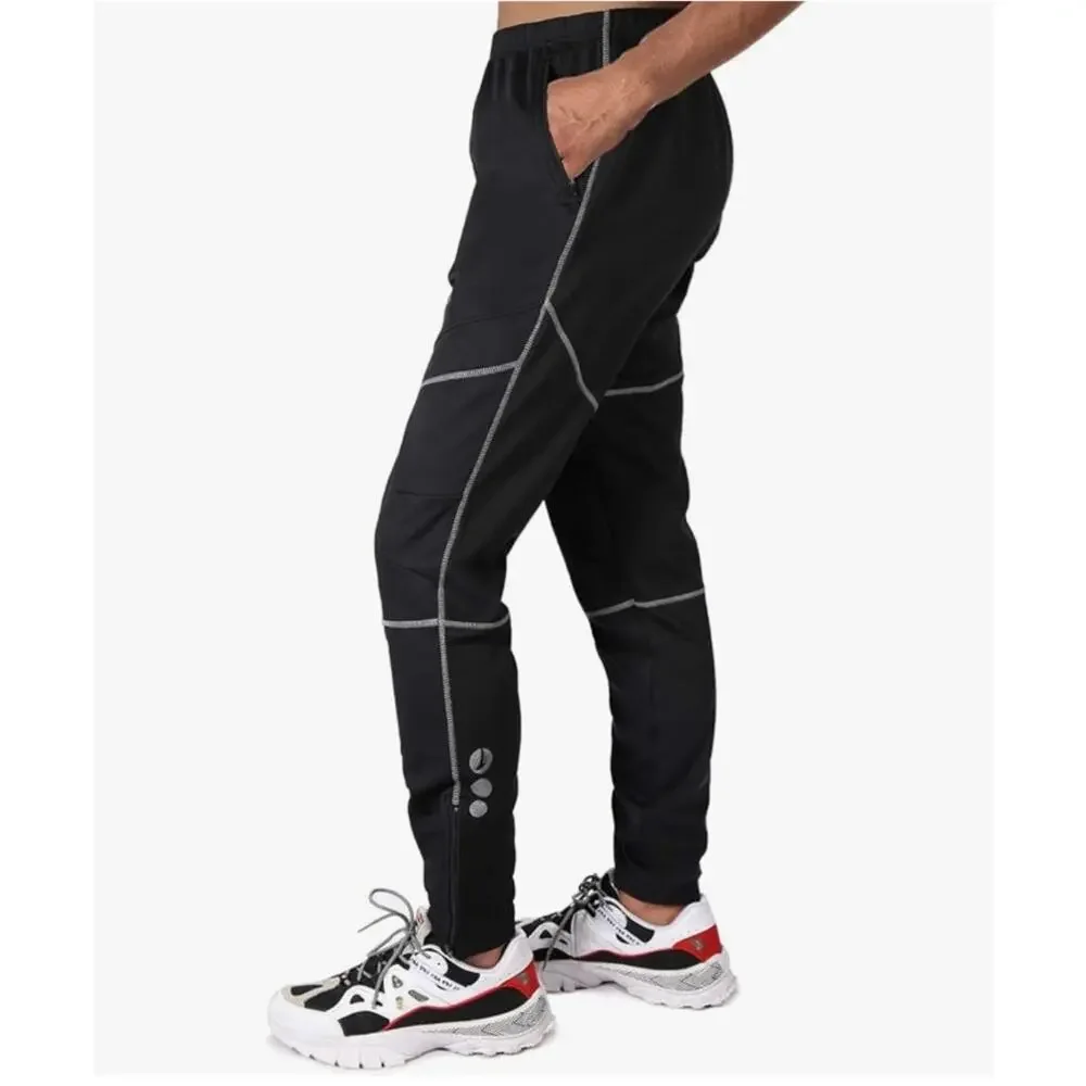 4uCycling Men’s Thermal Windproof Cycling Athletic Pants Fleece Lined Black S